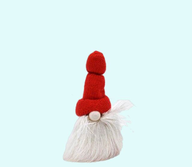 Tomte cone w/ reindeer beard 4", red