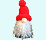 Tomte cone w/reindeer beard 4", black/red