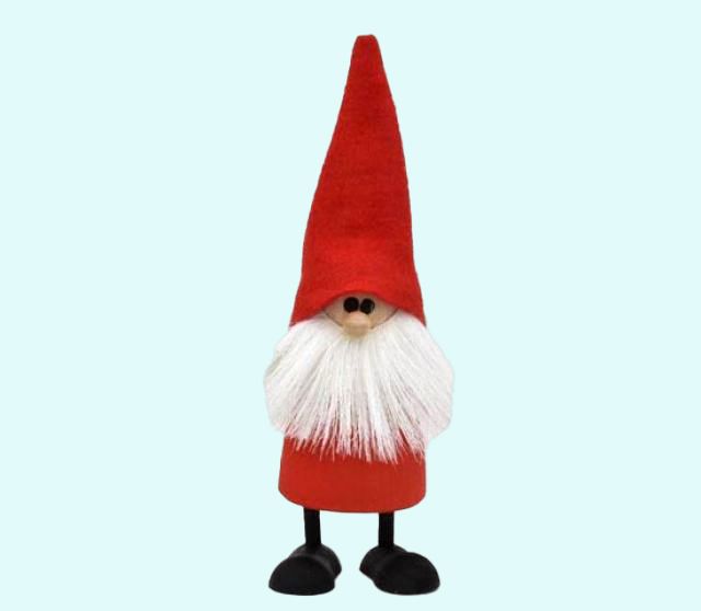 Tomte w/ reindeer beard & cone hat, red