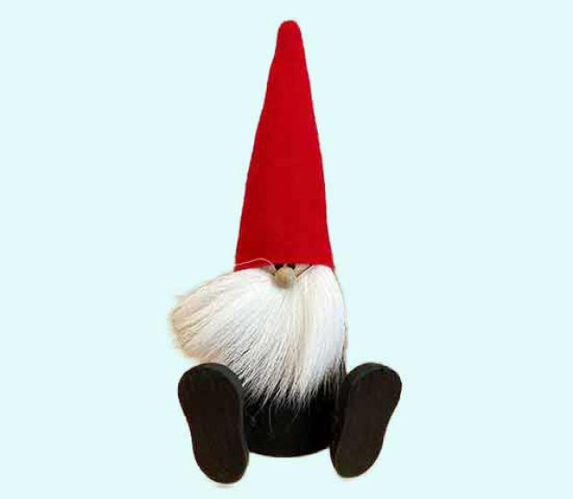 Tomte w/ reindeer beard sitting L, black / red