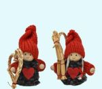 Tomte girl and Tomte boy w/ goat & heart, set of 2