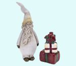 Tomte Svante w/ packages, white, 3 1/4"