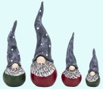 Tomte w/ tall hat, set of 4, red / green