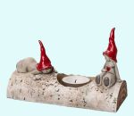 Tomte couple peek-a-boo on c-h log, 6 1/4"