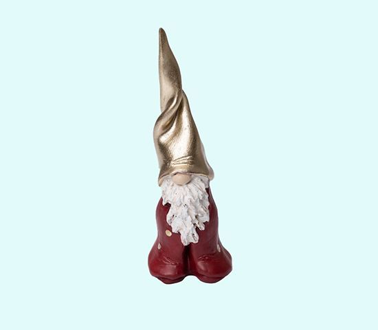 Tomte Fritte red w/gold hat, 5"