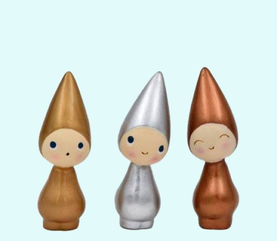 Tomte Peggy gold / silver / copper, set of 3