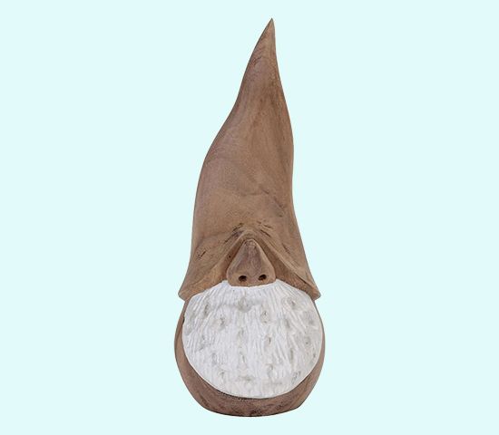 Tomte w/ tall hat 7 1/2", wood, nat