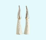 Tomte w/ long beard 6", white / silver, set of 2