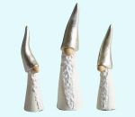 Tomte w/ long beard, white / silver, set of 3