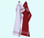 Towel 20 x 28", red/white, set of 2