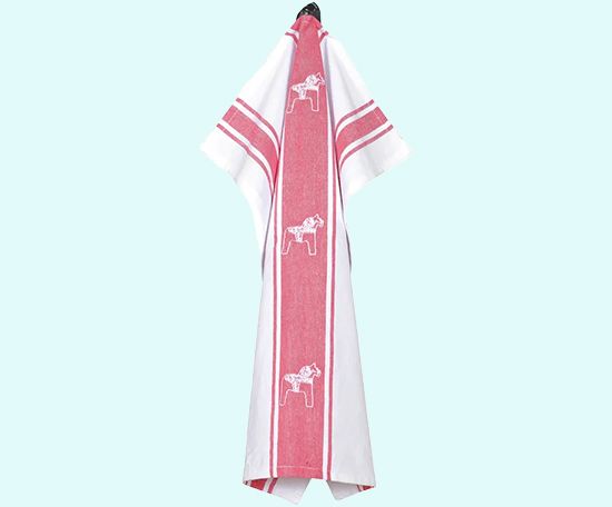 Towel 18 x 24", white/red w/Dalahorses