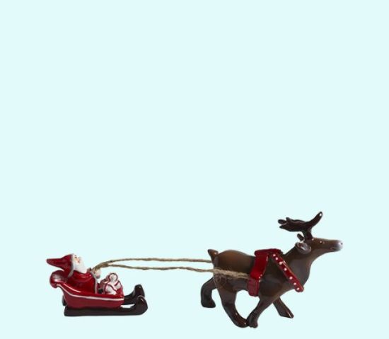 Tomte in sleigh with reindeer