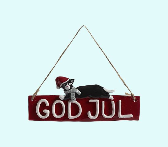 God Jul plaque w/cat