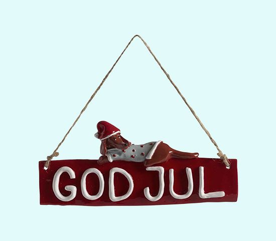 God Jul plaque w/dog