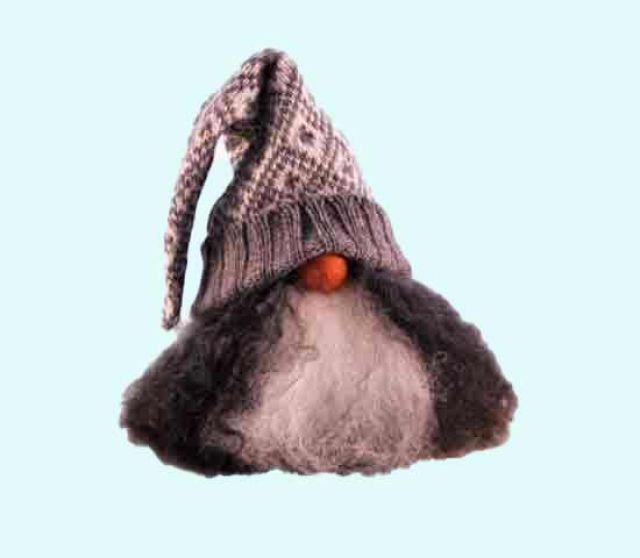 Tomte w/ beard & grey knitted hat 10", wool