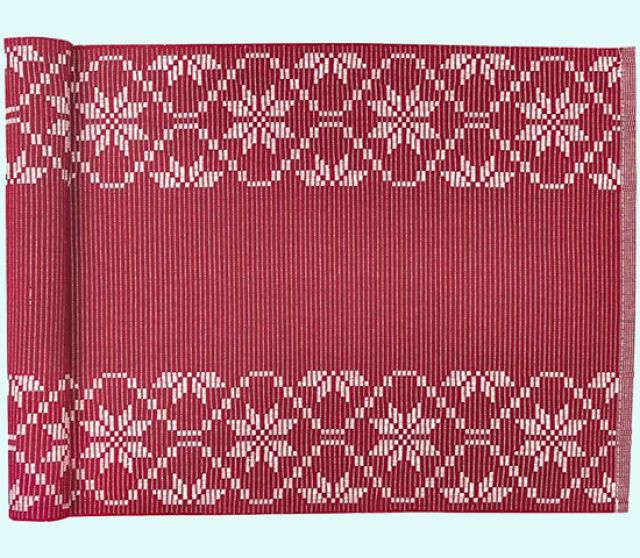 Runner 18 x 56", dark red w/beige stars