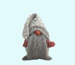 Tomte w/mittens & grey knitted hat, 8", wool