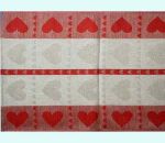 Runner 14" x 48", red / beige w/ hearts