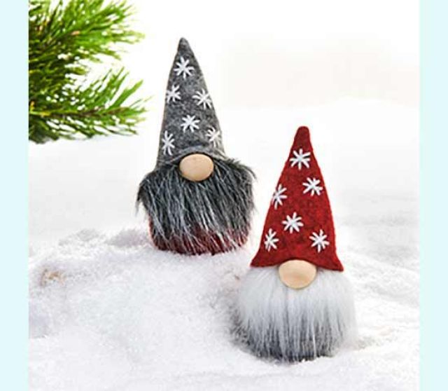 Tomte w/star on hat 4", red/grey asst