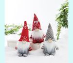 Tomte w/striped sleeves 6", red/grey asst