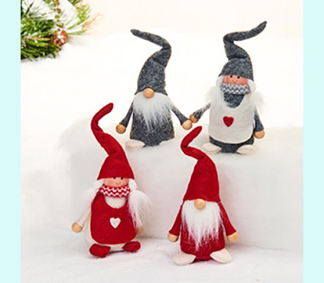 Tomte & Tomtemor 6", red/grey asst