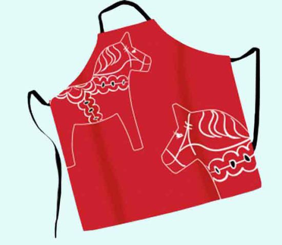 Apron, red w/ Dalahorse contour