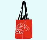 Totebag, red w/ Dalahorse contour