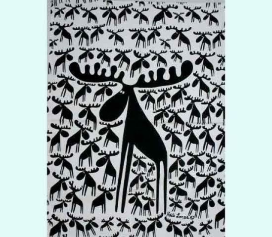 Towel, moose herd white / black