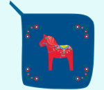 Potholder, Dalahorse, blue