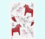 Towel, Dalahorse & kurbits, white/red