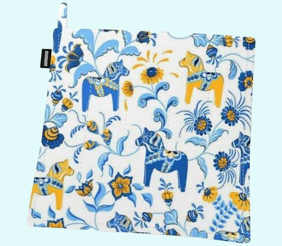 Potholder, Dala blue/yellow S