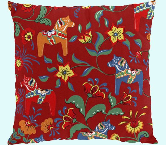 Pillow case 18 1/2", Dala multi L, red