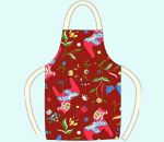 Apron, red w/ Dalahorses