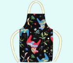 Apron, black w/ Dalahorses