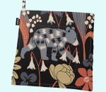 Potholder, bear in flower forest, navy