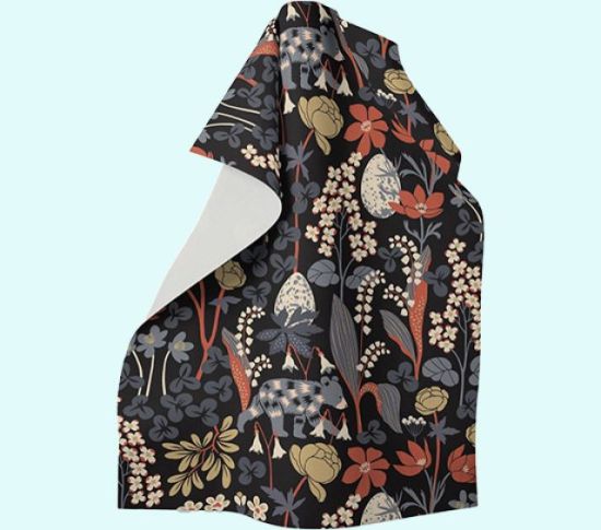 Towel, bear in flower forest, navy