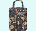 Tote bag, bear in flower forest, navy