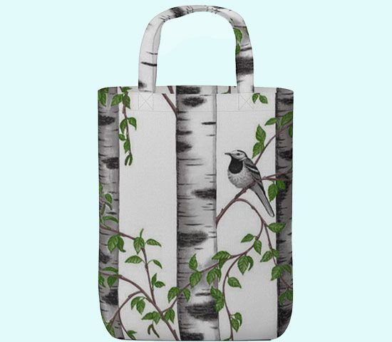 Tote bag, birch forest