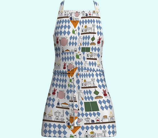 Apron, kitchen, blue / green