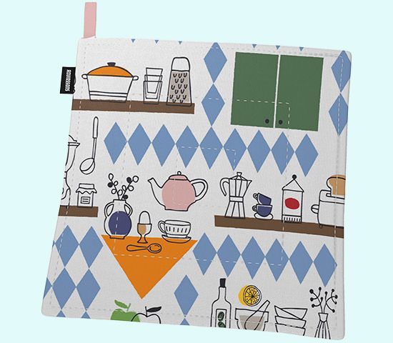 Potholder, kitchen, blue / green