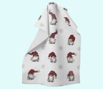 Towel, Tomte & snowflakes, white