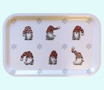 Tray 8 x 13", Tomte & snowflakes, white