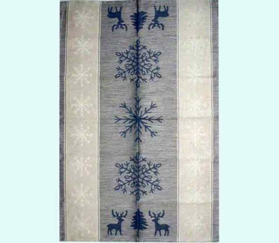 Towel, deer & snowflake blue