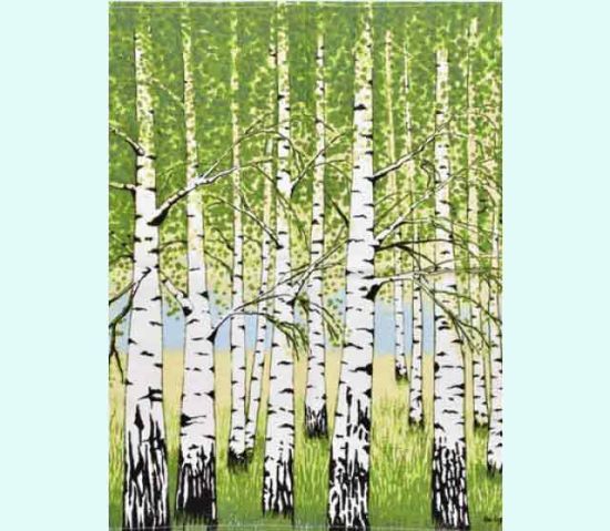 Towel 19" x 26", birches, green