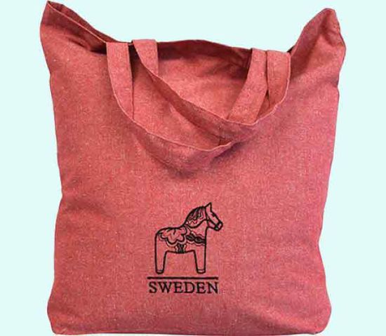 Tote bag, red w/ Dalahorse