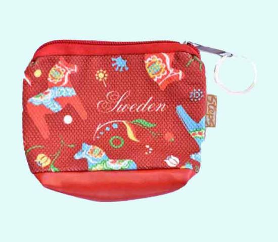 Coin purse w/ Dalahorse, red