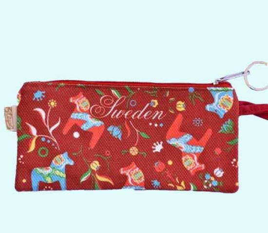 Pen / makeup bag w/ Dalahorse, red