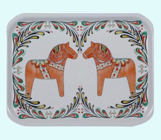 Tray 8" x 11", Dalahorse & leaves