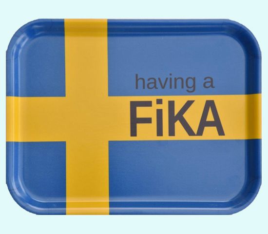 Tray 8" x 11", Swedish flag w/ Fika