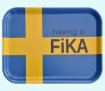 Tray 8" x 11", Swedish flag w/ Fika